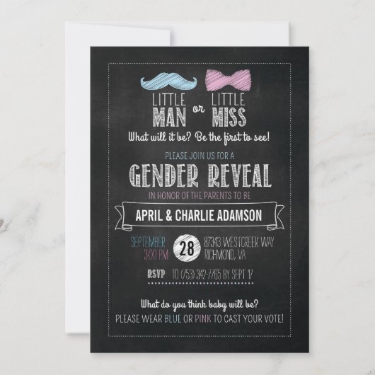 リトル・マンかリッ恋しく思トル?性別の表示 招待状 (正面)