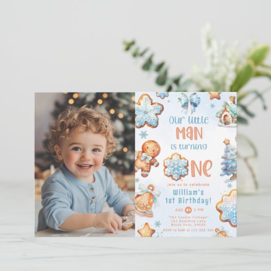 リトル・マンがクリスマスの誕生日写真を1枚撮っている 招待状 (スタンド正面)