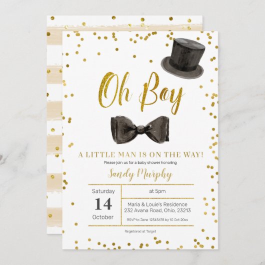 リトル・マン・イズ・イ・ザ・ウェイ・ベビー・シャワー・招待状 招待状 (正面/裏面)