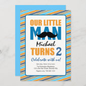 リトル·マン·バースデー·パーティー 招待状 (正面/裏面)