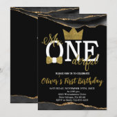 リトル・マン、ミスター・ワンダーフル・誕生日、ブラック&金ゴールド 招待状 (正面/裏面)