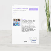 リトル・ミス・サンシャイン - CHOCの子供たちの芸術 サンキューカード (裏面)