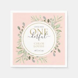 リトル ミス ワンダフル エレガント ファースト バースデー ピンク スタンダードカクテルナプキン