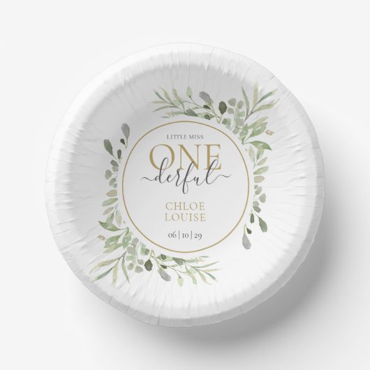 リトル ミス ワンダフル ガール ファースト バースデー ペーパーボウル (正面)