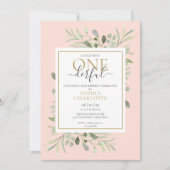 リトル ミス ワンダフル ピンク ガール 1歳の誕生日写真 招待状 (正面)