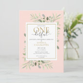 リトル ミス ワンダフル ピンク ガール 1歳の誕生日写真 招待状 (スタンド正面)