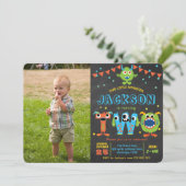 リトル・モンスターシャルボードボーイ男の子2歳のバースデーフォト 招待状 (スタンド正面)