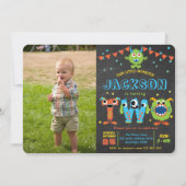 リトル・モンスターシャルボードボーイ男の子2歳のバースデーフォト 招待状 (正面)