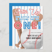 リトル・ルーキー野球1歳の誕生日を飾る 招待状 (正面/裏面)