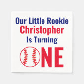 リトル・ルーキー野球1歳の誕生日 スタンダードカクテルナプキン (正面)