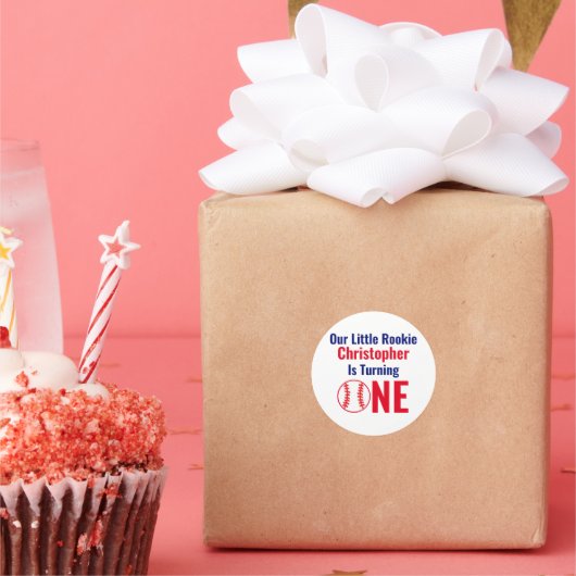 リトル・ルーキー野球1歳の誕生日 ラウンドシール (パーティー)