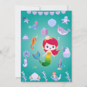 リトル・レッド・ヘッド・マーメイドの誕生日パーティー 招待状 (裏面)