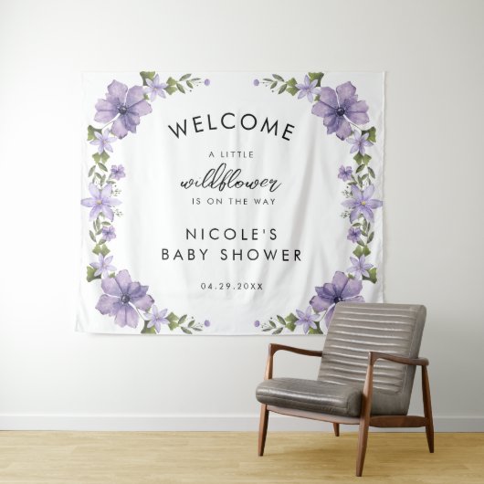 リトル ワイルドフラワーがやってくる！ベイビーシャワー タペストリー (インサイチュ(横))