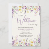 リトル ワイルドフラワー ウォーターカラー ベイビー ガール シャワー 招待状 (正面)