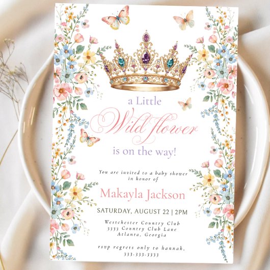 リトル ワイルドフラワー バタフライ フラワーベイビーシャワー 招待状