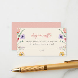 リトル ワイルドフラワー フラワーベイビーシャワー おむつラッフル エンクロージャーカード