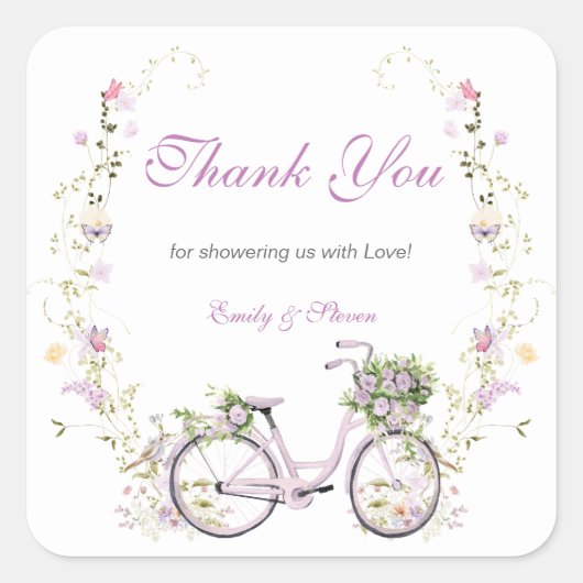 リトル ワイルドフラワー ベイビー シャワー  スクエアシール (正面)