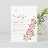 リトル ワイルドフラワー ボーホー テラコッタ 洗礼 招待状 (スタンド正面)