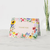 リトル ワイルドフラワー ママ トゥ ビー ベイビー シャワー サンキューカード (正面)