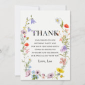 リトル ワイルドフラワー 1歳 女の子 誕生日 お礼カード 招待状 (正面)