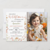 リトル ワイルドフラワー 1歳 誕生日招待状 招待状 (正面)