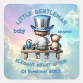 リトル・紳士の赤ちゃんシャワー | スクエアシール (正面)