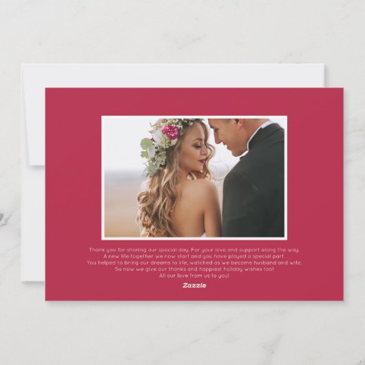 リトル・結婚したクリスマスの新婚写真 |金ゴールド シーズンカード (裏面)