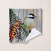 リトル《鳥》アメリカゴガラオンバーンボード背景 バスタオルセット (ウォッシュタオル)