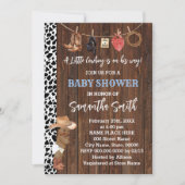 リトルAAカウボーイは彼のウェイウェスタンベイビーシャワー 招待状 (正面)