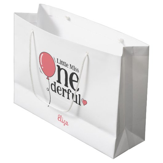 リトルMr.オネダーフルハッピーバースデーピンク ラージペーパーバッグ (正面アングル)