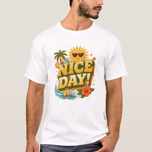 リトロサンシャインで良い一日を Tシャツ (正面)