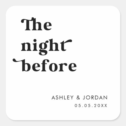 リトロスクリプトタイポグラフィー 前夜のリハーサル スクエアシール (正面)