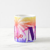 リトロパームサンセット - 名前入り コーヒーマグカップ (中央)