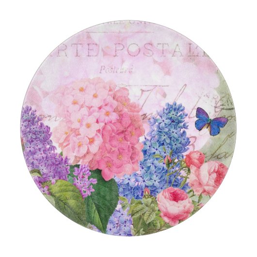 リドゥート花飾りガラス板 カッティングボード (正面)