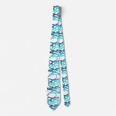 リニア抽象芸術アクアブルーテーマ ネクタイ (正面)