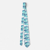 リニア抽象芸術アクアブルーテーマ ネクタイ (裏面)