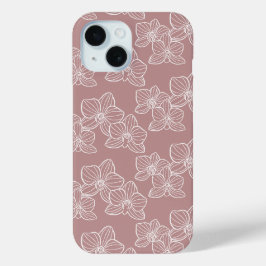 リニア・オーキッド|エレガントなボタニカル・ダスティピンク iPhone 15ケース
