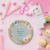 リニューアルブルーと春牡丹シック結婚ズ ペーパープレート (パーティー)