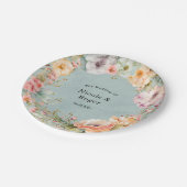 リニューアルブルーと春牡丹シック結婚ズ ペーパープレート (アングル)