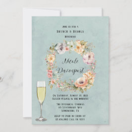 リニューアルブルー春牡丹シックブランチとバブリー 招待状