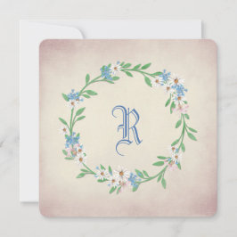 リニューアル水彩リースとデイジーとユリを誓う 招待状