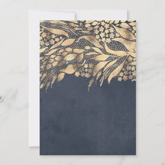 リニューアル結婚の記念日金ゴールドの葉 招待状 (裏面)