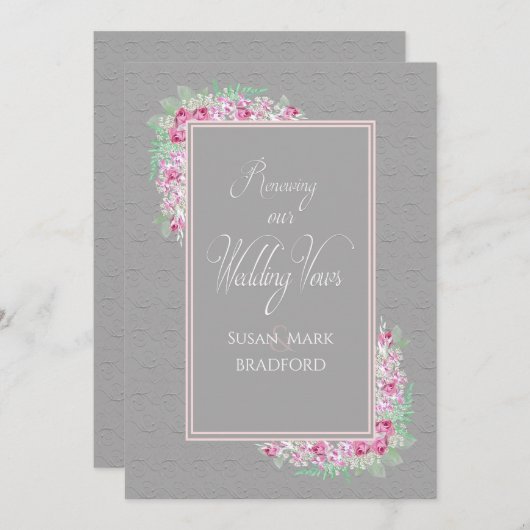 リニューアル結婚ズ招待状グエレガントレーピンク 招待状 (正面/裏面)