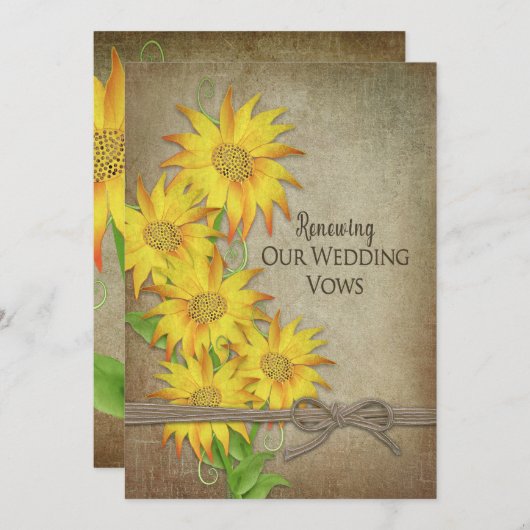 リニューアル結婚ズ招待状 – ひまわり花 招待状 (正面/裏面)