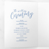 リニューアル結婚セレモニーのサファイアブルー抽象芸術 三つ折りプログラム (内部最初)