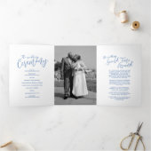 リニューアル結婚セレモニーのサファイアブルー抽象芸術 三つ折りプログラム (内部)