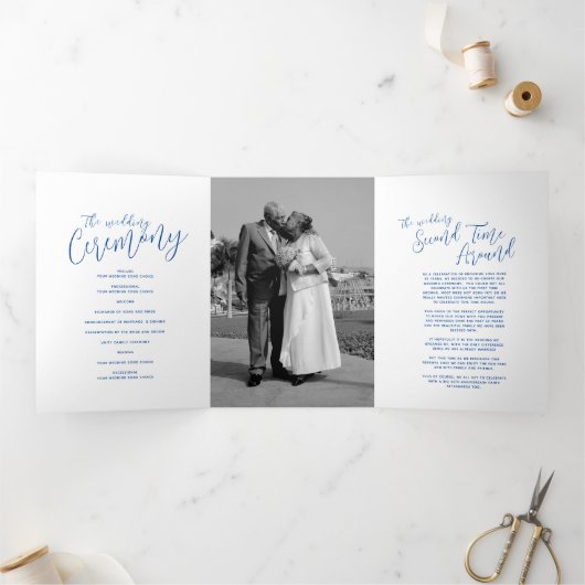 リニューアル結婚セレモニーのサファイアブルー抽象芸術 三つ折りプログラム (内部)