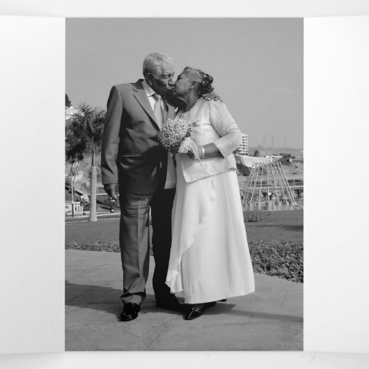 リニューアル結婚セレモニーのサファイアブルー抽象芸術 三つ折りプログラム (内部中)