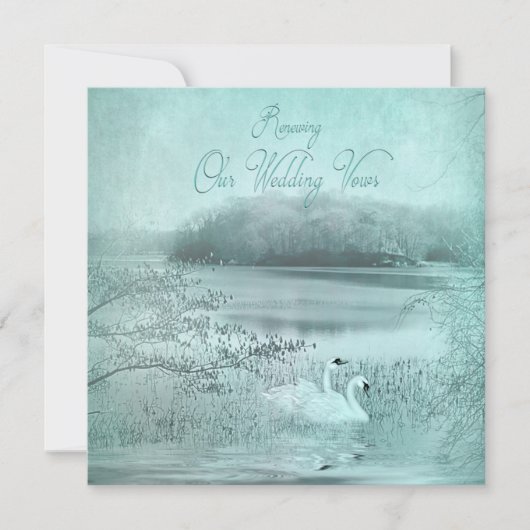 リニューアル誓い招待状 – 風光明媚な白鳥/湖 招待状 (正面)
