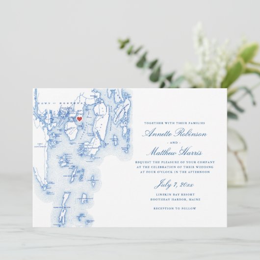 リネキンベイリゾートブーズベイメインネイビーマップ結婚ズ 招待状 (スタンド正面)